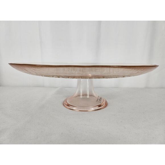 ANTHROPOLOGIE 13" ROSE CLEAR GLASS WITH GOLD DROPLETS CAKE STAND - Picture 2 of 9